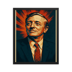 William F Buckley Jr framed print on a plain backdrop in size 16"x20".