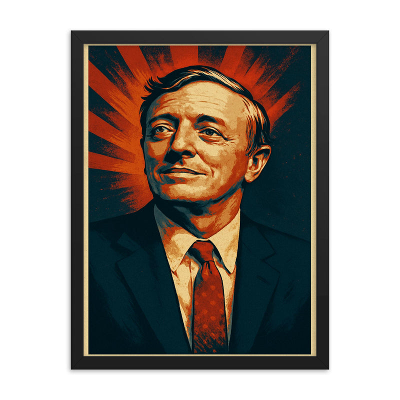 William F Buckley Jr framed print on a plain backdrop in size 18