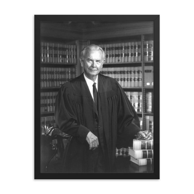 William J Brennan Jr framed print on a plain backdrop in size 18