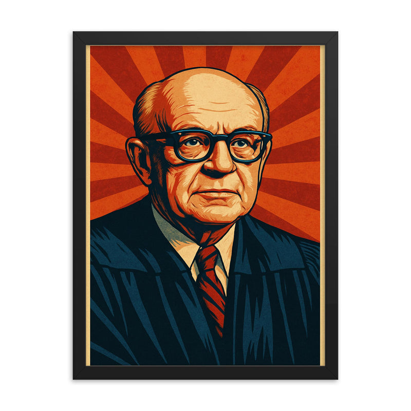 William J Brennan Jr framed print on a plain backdrop in size 18