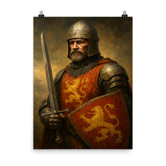 William Marshal undefeated tournament knight portrait poster on a plain backdrop in size 8"x10".
