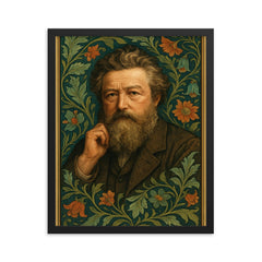 William Morris framed print on a plain backdrop in size 16"x20".