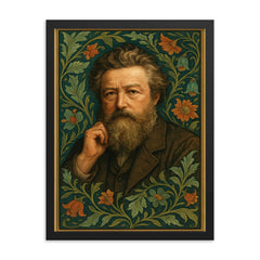 William Morris framed print on a plain backdrop in size 18"x24".