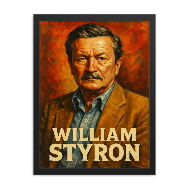 William Styron framed print on a plain backdrop in size 18