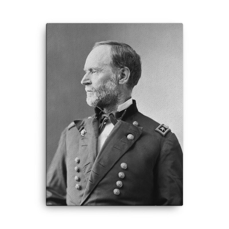 William Tecumseh Sherman canvas print on a plain backdrop in size 18