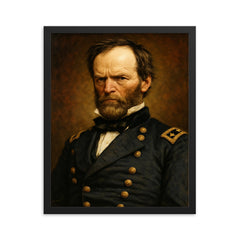 William Tecumseh Sherman framed print on a plain backdrop in size 16"x20".