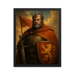 William the Conqueror framed print on a plain backdrop in size 16"x20".
