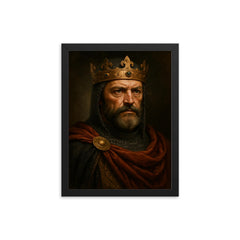 William the Conqueror portrait framed print on a plain backdrop in size 12"x16".