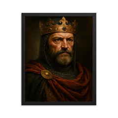 William the Conqueror portrait framed print on a plain backdrop in size 16"x20".