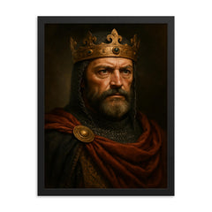 William the Conqueror portrait framed print on a plain backdrop in size 18"x24".