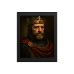 William the Conqueror portrait framed print on a plain backdrop in size 8"x10".