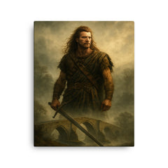 William Wallace at Stirling Bridge mist canvas print on a plain backdrop in size 16"x20".
