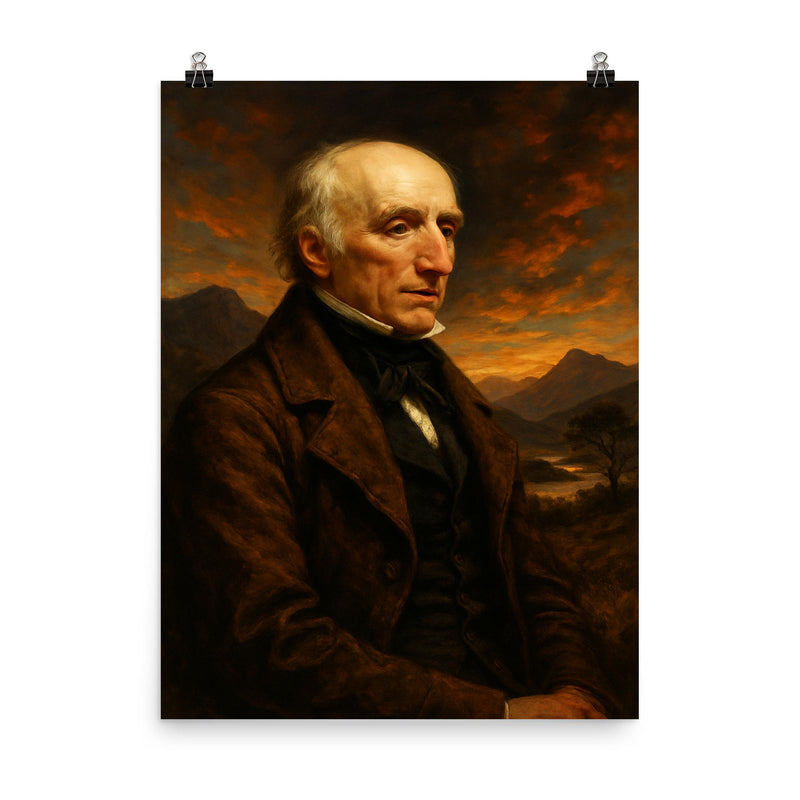 William Wordsworth poster on a plain backdrop in size 8