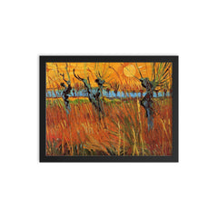 Willows at Sunset by Vincent van Gogh, 1888 framed print on a plain backdrop in size 12"x16".
