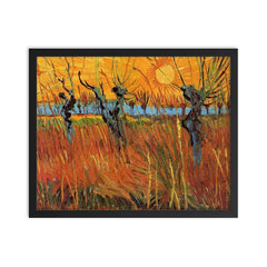 Willows at Sunset by Vincent van Gogh, 1888 framed print on a plain backdrop in size 16"x20".