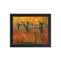 Willows at Sunset by Vincent van Gogh, 1888 framed print on a plain backdrop in size 8"x10".