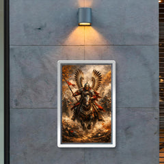 Winged Hussar charge through autumn smoke poster 2