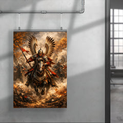 Winged Hussar charge through autumn smoke poster 4