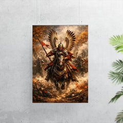 Winged Hussar charge through autumn smoke poster 7