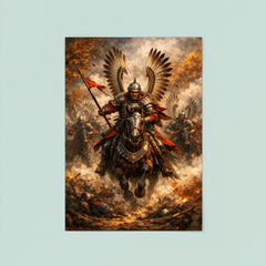 Winged Hussar charge through autumn smoke poster 8
