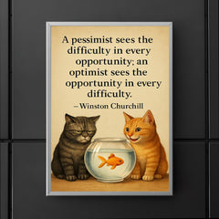winston churchill quote optimist pessimist two cats poster 5