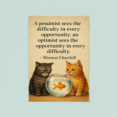 winston churchill quote optimist pessimist two cats poster 8