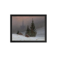 Winter Landscape by Caspar David Friedrich, 1811 framed print on a plain backdrop in size 12"x16".