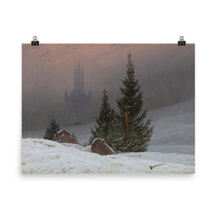 Winter Landscape by Caspar David Friedrich, 1811 poster on a plain backdrop in size 8"x10".
