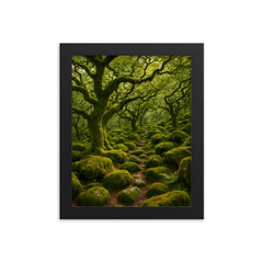 Wistman's Wood Dartmoor England framed print on a plain backdrop in size 8"x10".