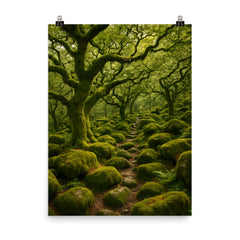 Wistman's Wood Dartmoor England poster on a plain backdrop in size 8"x10".
