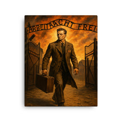 Witold Pilecki entering Auschwitz by design canvas print on a plain backdrop in size 16"x20".