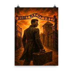 Witold Pilecki entering Auschwitz by design poster on a plain backdrop in size 8"x10".