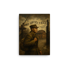 Witold Pilecki entering Auschwitz voluntarily canvas print on a plain backdrop in size 12"x16".