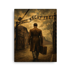 Witold Pilecki entering Auschwitz voluntarily canvas print on a plain backdrop in size 16"x20".