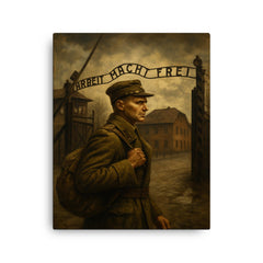 Witold Pilecki entering Auschwitz voluntarily canvas print on a plain backdrop in size 16"x20".