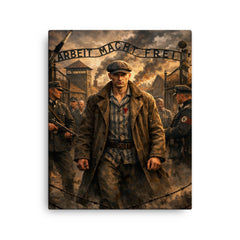 Witold Pilecki entering Auschwitz voluntarily canvas print on a plain backdrop in size 16"x20".