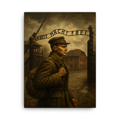 Witold Pilecki entering Auschwitz voluntarily canvas print on a plain backdrop in size 18"x24".