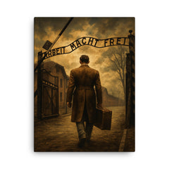 Witold Pilecki entering Auschwitz voluntarily canvas print on a plain backdrop in size 18"x24".