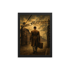 Witold Pilecki entering Auschwitz voluntarily framed print on a plain backdrop in size 12"x16".