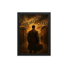 Witold Pilecki entering Auschwitz voluntarily framed print on a plain backdrop in size 12"x16".