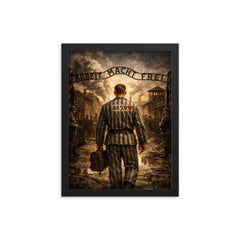 Witold Pilecki entering Auschwitz voluntarily framed print on a plain backdrop in size 12"x16".