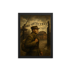 Witold Pilecki entering Auschwitz voluntarily framed print on a plain backdrop in size 12"x16".