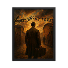 Witold Pilecki entering Auschwitz voluntarily framed print on a plain backdrop in size 16"x20".