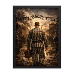 Witold Pilecki entering Auschwitz voluntarily framed print on a plain backdrop in size 18"x24".