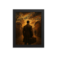 Witold Pilecki entering Auschwitz voluntarily framed print on a plain backdrop in size 8"x10".