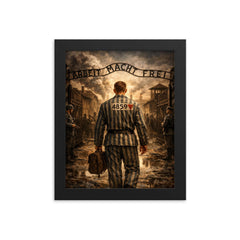 Witold Pilecki entering Auschwitz voluntarily framed print on a plain backdrop in size 8"x10".