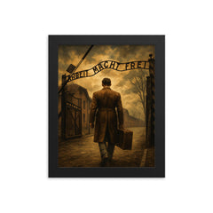 Witold Pilecki entering Auschwitz voluntarily framed print on a plain backdrop in size 8"x10".