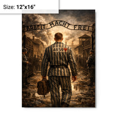 Witold Pilecki entering Auschwitz voluntarily metal print on a plain backdrop in size 12"x16".