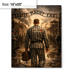 Witold Pilecki entering Auschwitz voluntarily metal print on a plain backdrop in size 16"x20".
