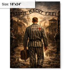 Witold Pilecki entering Auschwitz voluntarily metal print on a plain backdrop in size 18"x24".